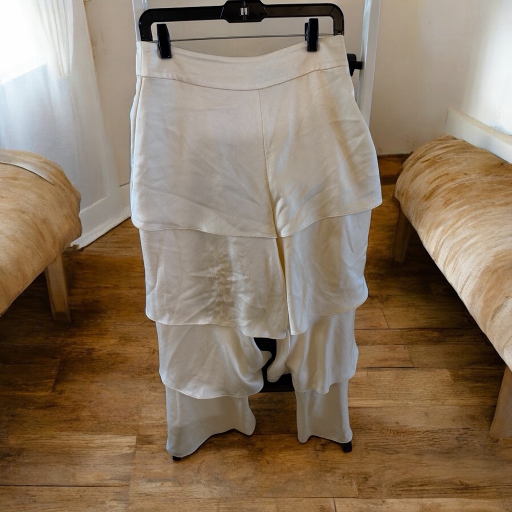 Alexis Cream Tiered Wide-Leg Pants Size M - Picture 2 of 5
